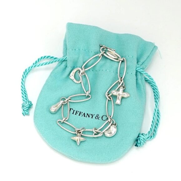 Tiffany & Co. Dove Teardrop Bean Heart Bracelet 6.7" Silver 925 Auth w/Bag - Picture 4 of 16